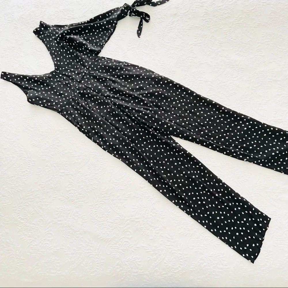 NWOT Lulus Aislinn Black Polka Dot Sleeveless Jumpsuit Small - Picture 8 of 13